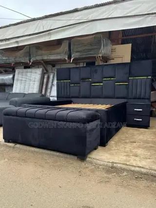 Queen Size Bed Frame and Side Drawer or Ottoman Available