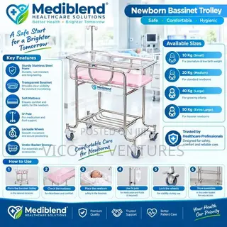 Bassinet Trolley (Baby Cot) With Drip Stand