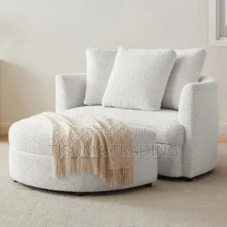 Holley Oversized Fabric Accent Chair With Storage Ottoman