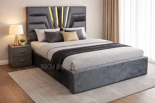 Luxury Velvet Gray Double Bed Frame