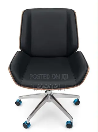 Leather Conference Chair With Wood Trim