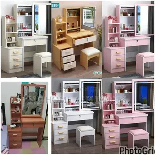 Vanity Dresser Set With Stool and Mirror