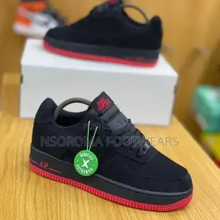 Nike Air Force 1 Black Red Sole Sneakers – 38–45 | GH₵280