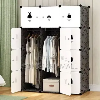 12 Cubes Plastic Wardrobe- Black/White