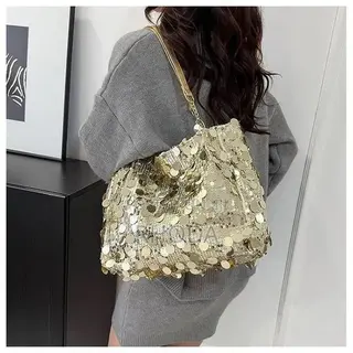 Miss DG 2025 Gold Sequin Chain Shoulder Bag