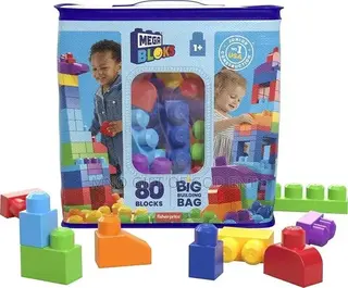 MEGA BLOKS First Builders Big Building Bag Toddler Blocks Toy Blue