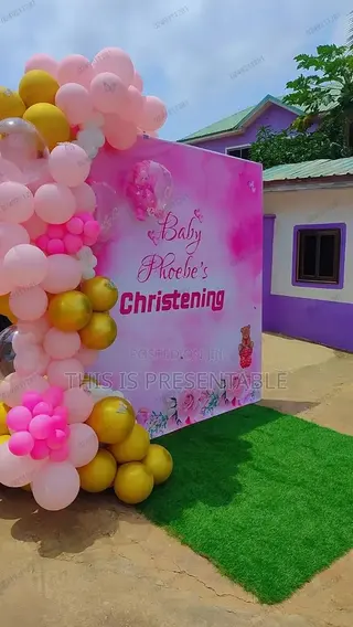 Baby Christening Balloon Backdrop Available for Your Next Event.
