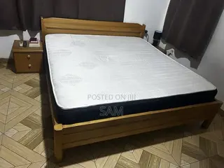 Queensize Bedframe With Side Drawers and Foreign Mattress