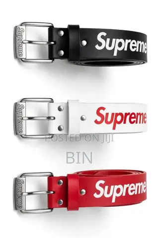 Supreme Belt 3 Colors - Original Leather - Black White Red
