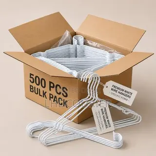 500pcs White Clothes Hangers in Box – Strong Durable