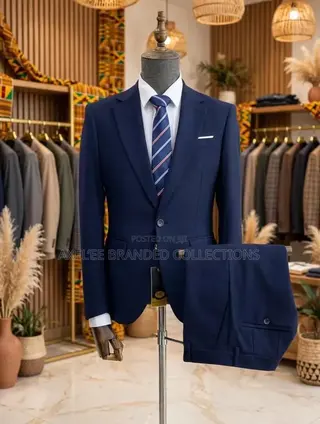 Executive Navy Single-Breasted Formal Suits Set