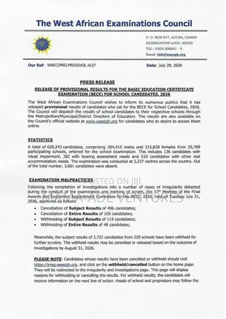 Bece/Wassce Results Checker