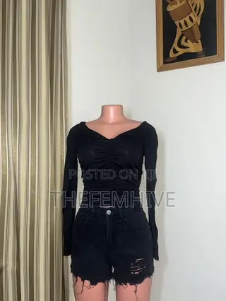Black Long Sleeve Zara Crop Top Thrift