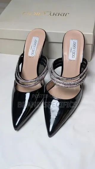 Women’s Black Rhinestone Pointed-Toe Mule Jimmy Choo Heels