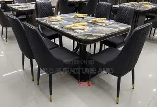 6 Seater Black Marble Dining Table