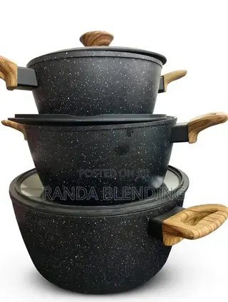 3pcs Granite Non-Stick Cooking Pots Set 20cm, 24cm, 28cm