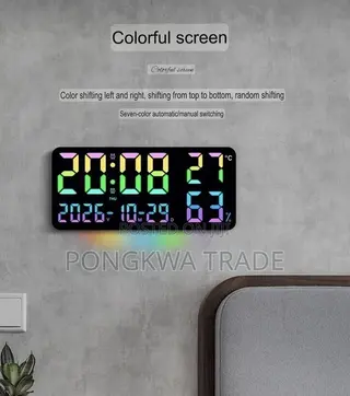 RGB Digital Wall Clock, 12 Color-Changing Clock With Remote Control,