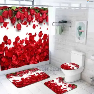 Shower Curtains + Toilet Set Matاalso in Diff Colors Design