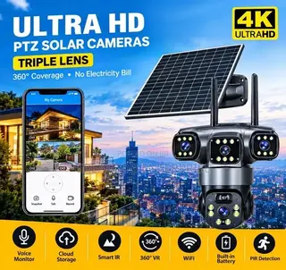 4K Triple-Lens PTZ Solar-Powered Security Camera