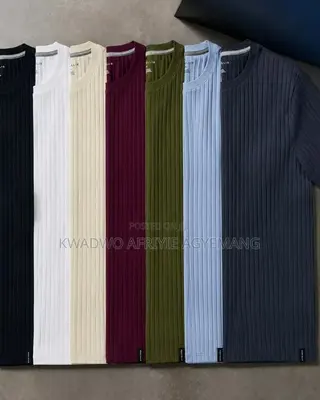 Plain Rib-Knit T-Shirt