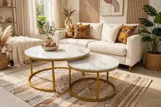 2in1 Luxury Nesting Coffee Table - White Faux Marble Top