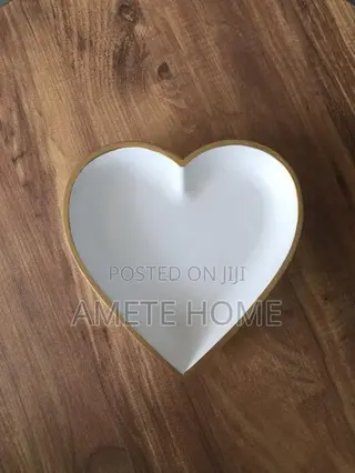 Heart Shaped White Dish With Gold Rim