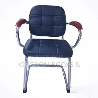 Executive Soft Leather Visitors Chair With Wooden Armrests