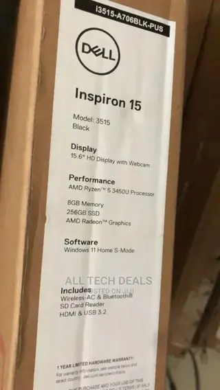 New Laptop Dell Inspiron 15 8GB AMD Ryzen 5 SSD 256GB