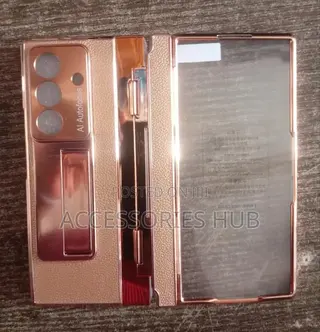 Z Fold 8 Ultra Gold Case With Inbuilt Screen Protector