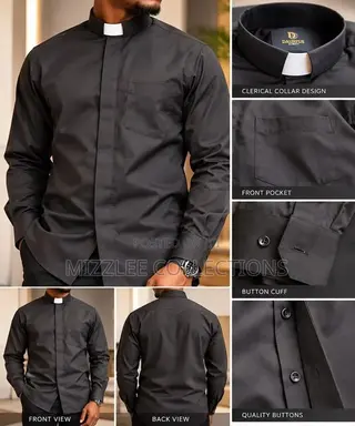 Black Clerical Shirt for Men M-3xl