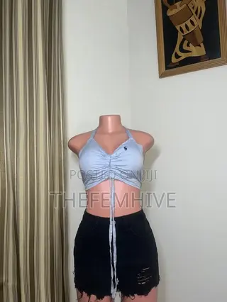Light Blue Bare Back Crop Top Thrift