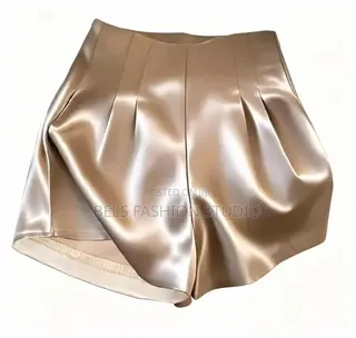 Luxury High-Waisted Satin Pleated Shorts