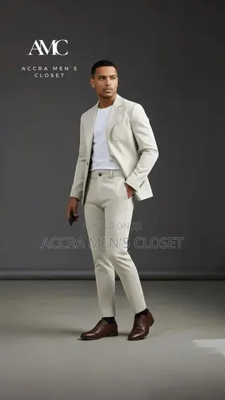 Men’S Slim Fit Cream Suit – 2 Piece Casual Smart Summer Suit