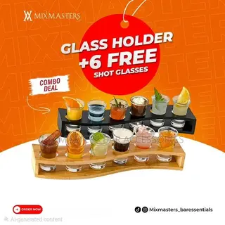 Short Glass Holder + 6pcs Glassware