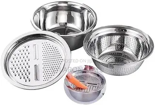 3-in-1 Stainless Steel Basin, Colander Grater Set
