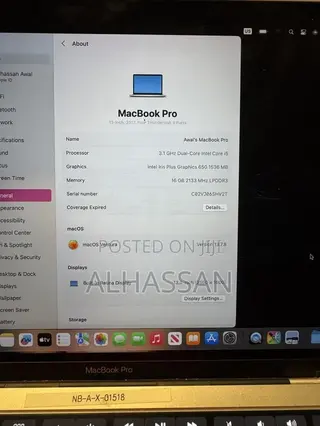 Laptop Apple MacBook Pro 2017 16GB Intel Core i5 SSD 512GB