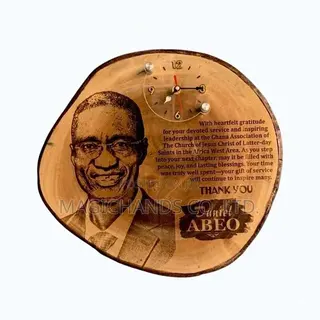 Wooden Portrait With Clock