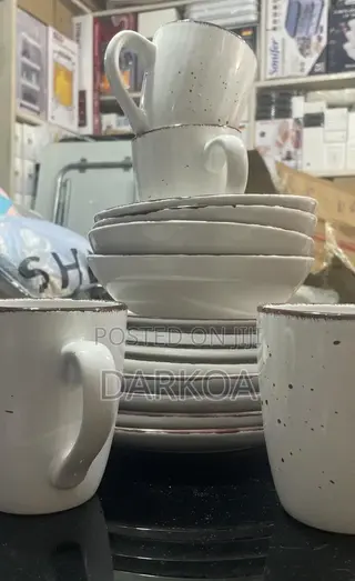 16pc Dinner Set With Mug Brown/Cream