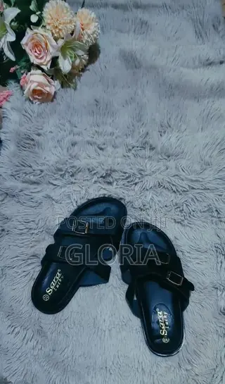 Ladies Double Buckle Flat Slippers