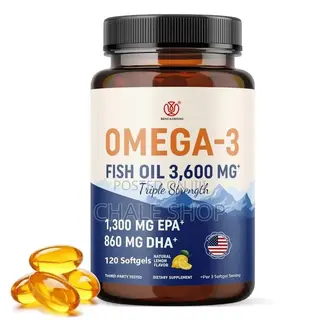 (High EPA/DHA) Omega-3 Fish Oil 3600mg – 120 Lemon Softgels
