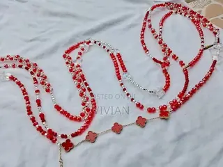 Luxury Red & Crystal Waist Beads | Elegant Handmade Design |