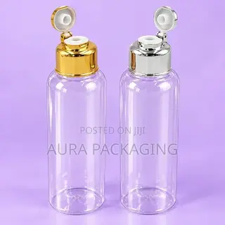 Clear Bottle With Gold or Black Flip Cap