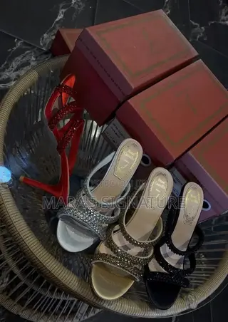 Rene Caovilla Triple Strap Rhinestone Mules