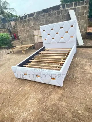 Quality White Leather Double Bed Frame