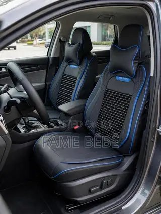 DESIGN Beaded Massage Sport Seat Cover Set - Black & Blue Edition