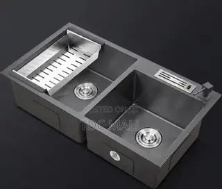 Premium Black Sink–Double Bowl With Knife Holder Accessories