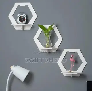 3 Hexagon Wall Shelves
