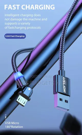 USLION Android Braided 180° Rotating Fast Charging Cable