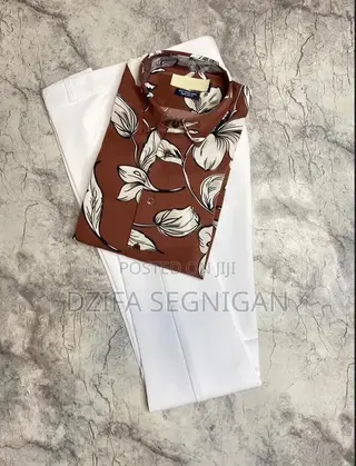 Men's 2-Piece Vintage Shirt + White Corporate Pants - Classy Outfit