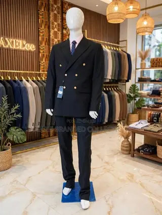 Black Double-Breasted Suits, Six Gold Buttons in Naval/Blazer